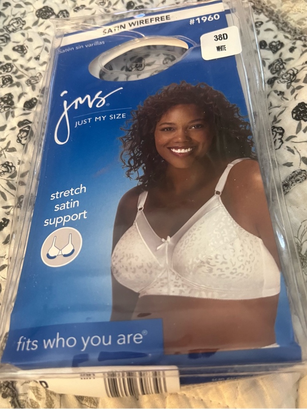Just My Size White Stretch Satin Wirefree Support Bra